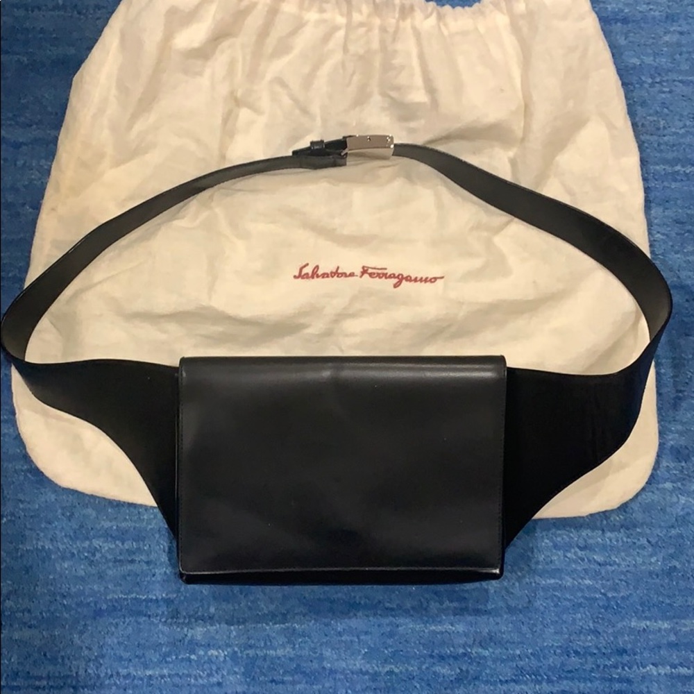 Salvatore Ferragamo black leather belt bag